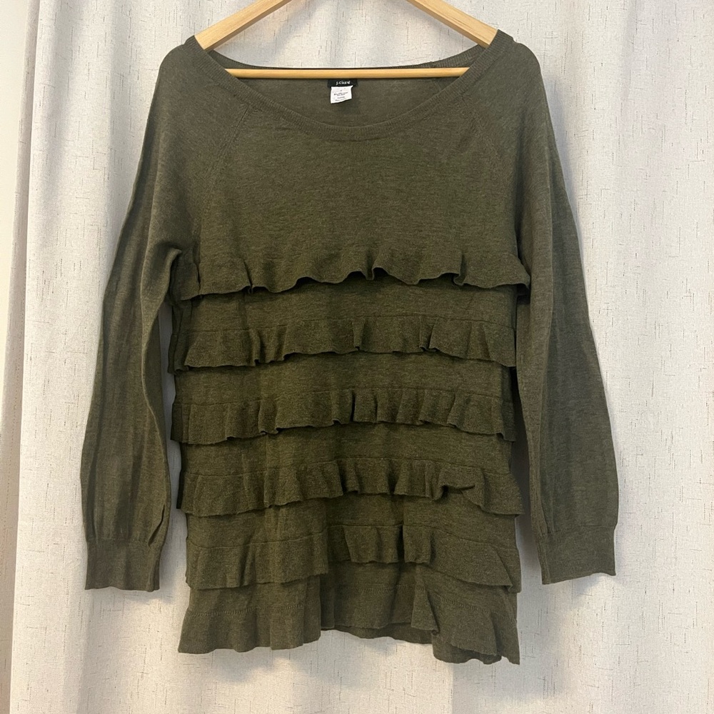 J. Crew Sage Green Knit Cotton Top $88